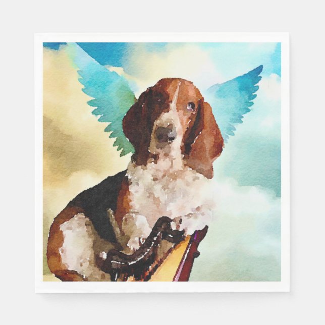 Serviette En Papier Angel Basset hound Napkin (Devant)