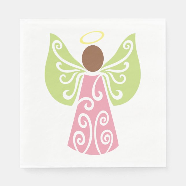Serviette En Papier Angel en rose (Devant)