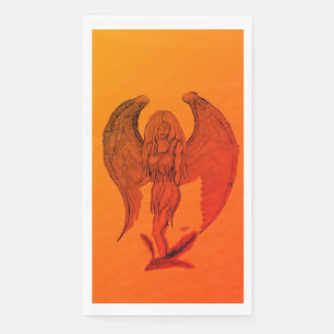 Serviette En Papier Angel en style tatouage