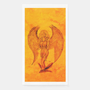 Serviette En Papier Angel en style tatouage