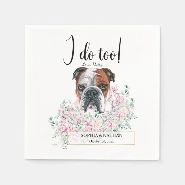 Serviette En Papier Anglais Bulldog Mariage Cocktail Napkins (Devant)