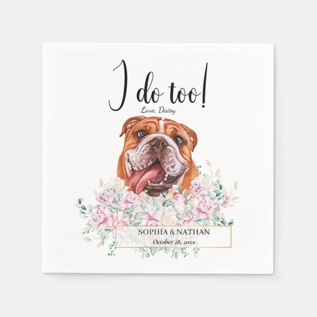 Serviette En Papier Anglais Bulldog Mariage Cocktail Napkins (Devant)