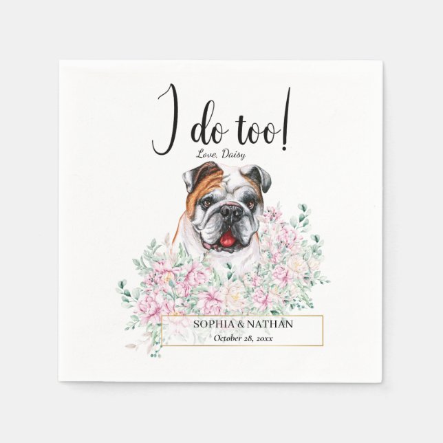 Serviette En Papier Anglais Bulldog Mariage Cocktail Napkins (Devant)
