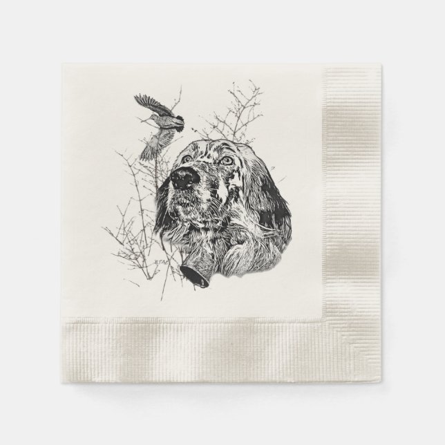 Serviette En Papier Anglais Setter, Chasse à la bécasse (Devant)