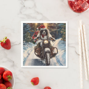 Serviette En Papier Anglais Setter Chien équitation Moto Noël