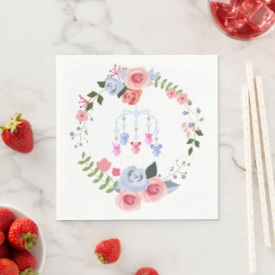 Serviette En Papier Animal Baby Mobile Baby shower floral