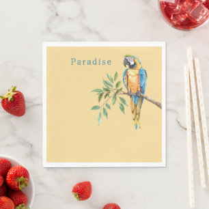 Serviette En Papier Animal de safari oiseau bleu jaune perroquet