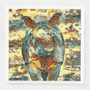 Serviette En Papier AnimalArt_Rhino_001