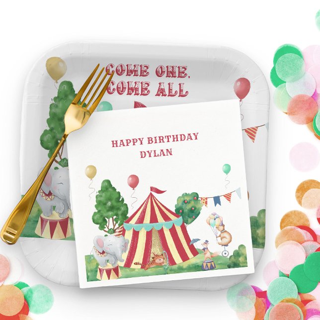 Serviette En Papier Animaux de cirque et Big Top Anniversaire de enfan (Circus Themed Paper Napkins personalized for Kids Birthday)
