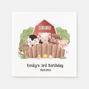 Serviette En Papier Animaux de ferme mignons Anniversaire