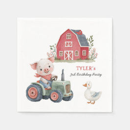Serviette En Papier Animaux de ferme mignons Cochon fête d'anniversair