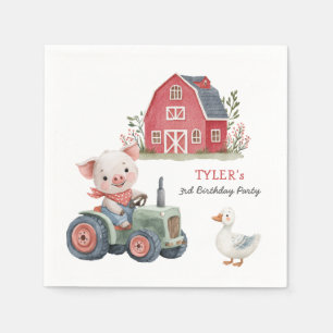 Serviette En Papier Animaux de ferme mignons Cochon fête d'anniversair