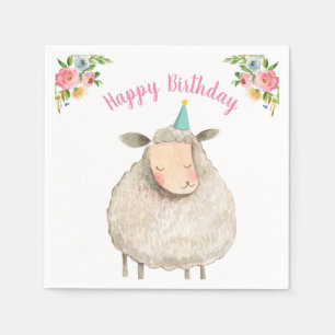 Serviette En Papier Animaux de ferme Moutons Fille Anniversaire Barnya