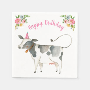 Serviette En Papier Animaux de ferme Vache Fille Anniversaire Vénitier