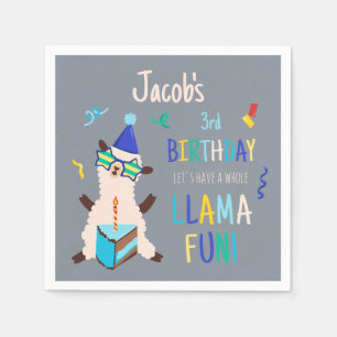 Serviette En Papier Animaux de fête Lama Anniversaire Garçons Gris