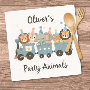 Serviette En Papier Animaux de fête mignons dans un train personnalisé