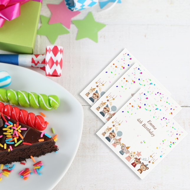 Serviette En Papier Animaux de fête personnalisable (Girly Birthday Party Animals customizable Napkins)