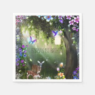 Serviette En Papier Animaux de forêt enchantés fête de fantaisie