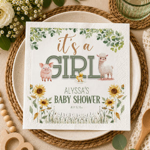 Serviette En Papier Animaux de la ferme Fille Baby Shower