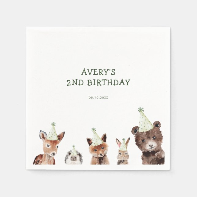 Serviette En Papier Animaux de la fête des bois (Devant)