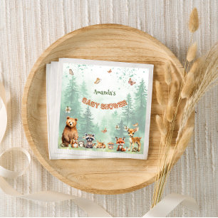 Serviette En Papier animaux de la forêt botanique baby shower