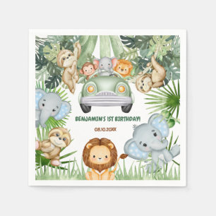 Serviette En Papier Animaux de la Jungle tropicale sauvage Anniversair