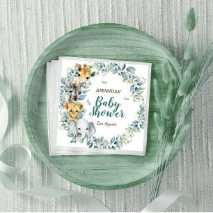 Serviette En Papier Animaux de Safari Verdure Fête de Naissance Botani