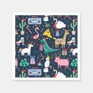 Serviette En Papier Animaux de vacances et icônes Motif