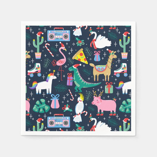 Serviette En Papier Animaux de vacances et icônes Motif (Devant)