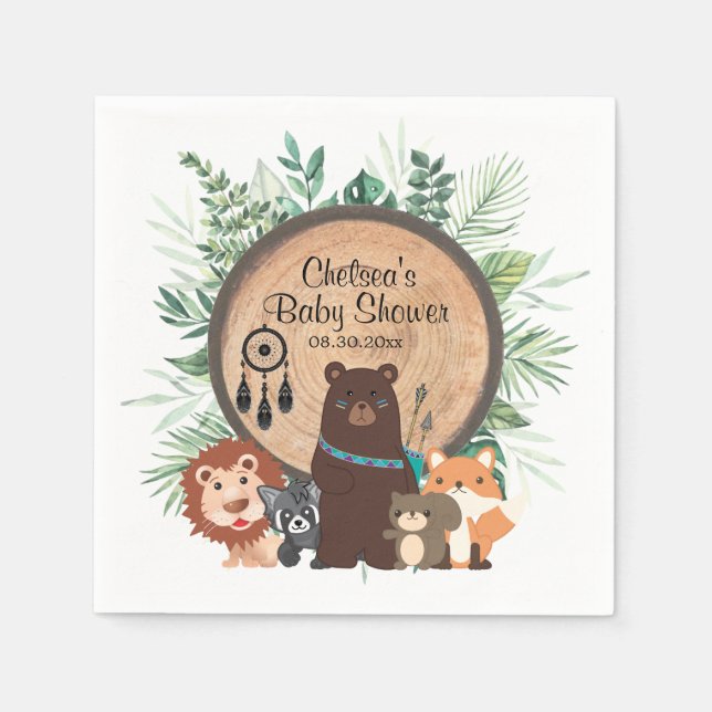 Serviette En Papier Animaux des bois (Devant)