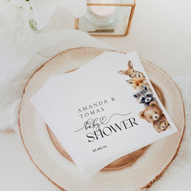Serviette En Papier Animaux des bois Baby shower moderne (Créateur téléchargé)
