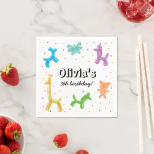 Serviette En Papier Animaux en Ballon Colorés Fête d'Anniversaire