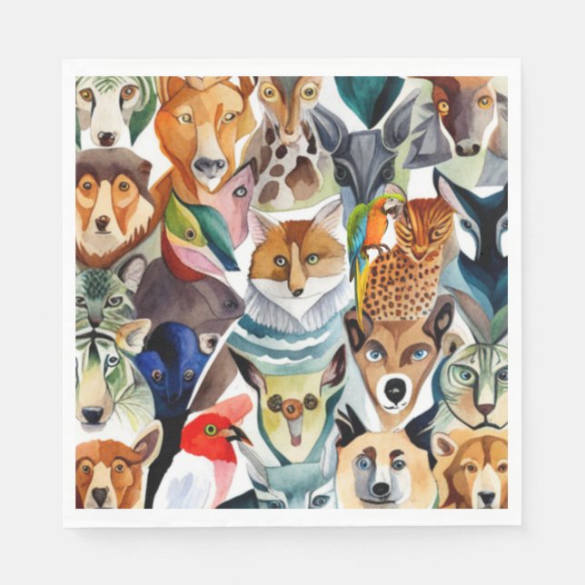 Serviette En Papier Animaux Extraordinaires (Devant)