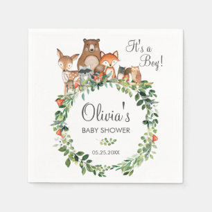 Serviette En Papier Animaux rustiques en bois Baby shower Sprinkle Boy