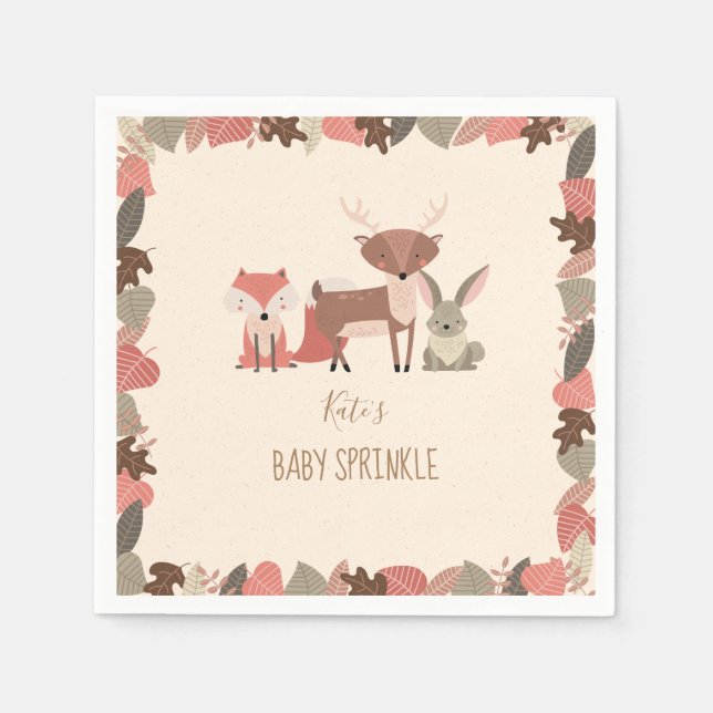 Serviette En Papier Animaux rustiques en bois Bébé Sprinkle / Douche (Devant)