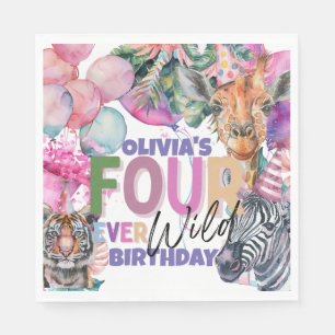 Serviette En Papier Animaux Safari Jungle Quatre Jours Sauvages Annive