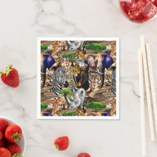 Serviette En Papier Animaux sauvages de la Savane africaine