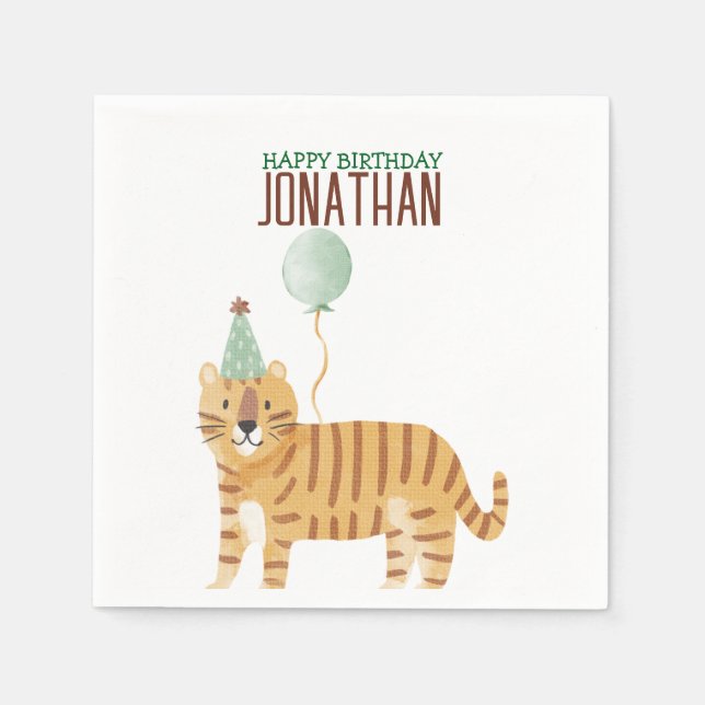 Serviette En Papier Animaux sauvages mignons Anniversaire (Devant)