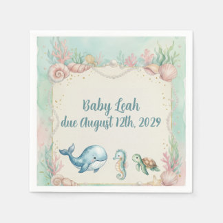 Serviette En Papier Animaux sous la mer Aquamarine Baby Shower