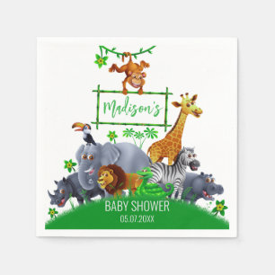 Serviette En Papier Animaux Wild One Jungle verdure safari hiver