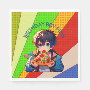 Serviette En Papier Anime Boy's Pizza Party Personnalisé