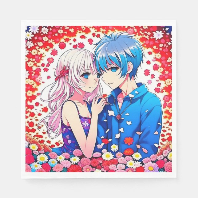 Serviette En Papier Anime Couple Mariage unique (Devant)