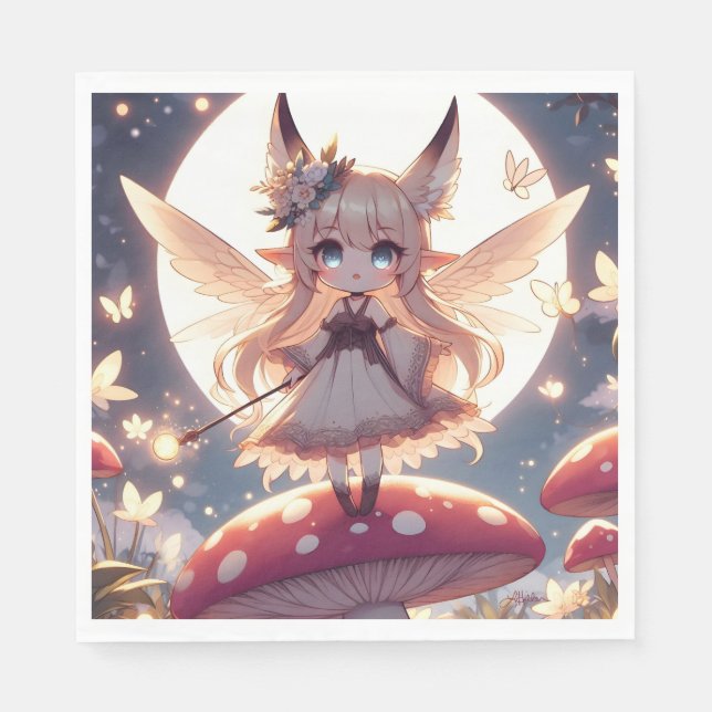 Serviette En Papier Anime Girl Pixie Hippie Lune Fée (Devant)