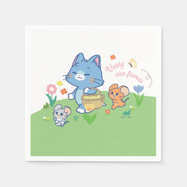 Serviette En Papier Anime Tom, Jerry et Tuffy Picnic (Devant)