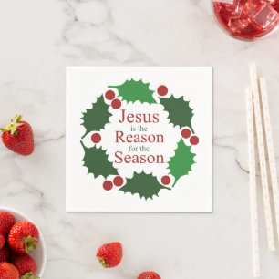 Serviette En Papier Anneau de Holly Jesus Raison de la saison Noël