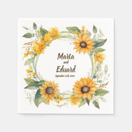 Serviette En Papier Anneau de tournesols : serviettes Mariages personn