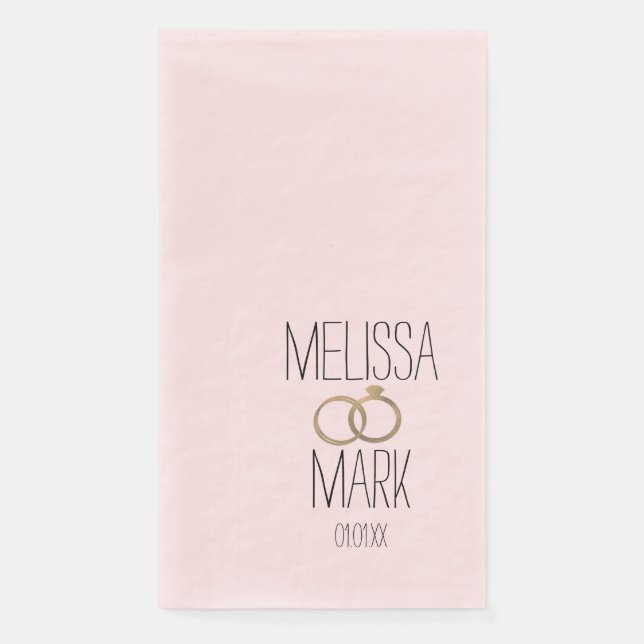 Serviette En Papier Anneaux de mariage simples bagues en faux or rose (Devant)