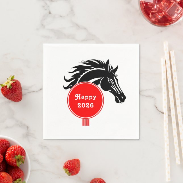 Serviette En Papier Année du cheval 2026 (En situation)