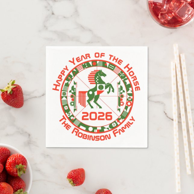 Serviette En Papier Année du cheval 2026 (En situation)