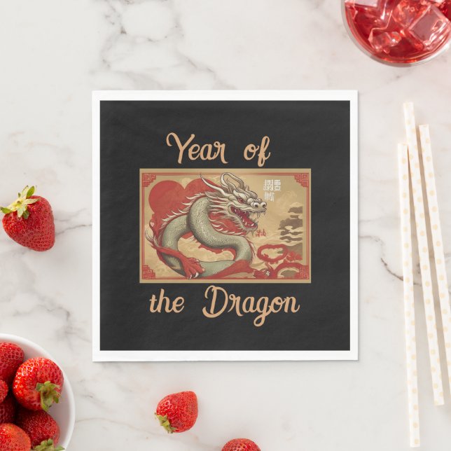 Serviette En Papier Année du Papier Dragon Napkin (En situation)